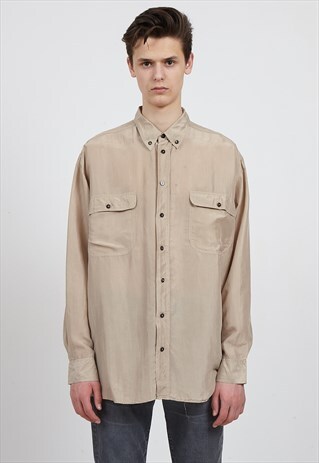 VINTAGE BEIGE ACCANTO LONG SLEEVE SILK SHIRT