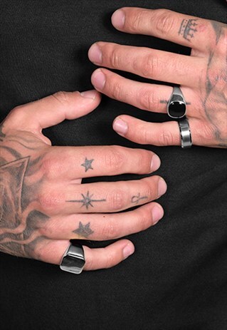 3 PACK OF SIGNET RINGS - SILVER