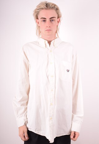 CHAPS MENS VINTAGE SHIRT XL WHITE 90S