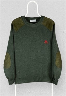 Vintage Burberry Green Jumper Pure New Wool  Mens Medium