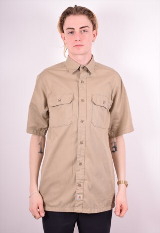 CARHARTT MENS VINTAGE SHIRT MEDIUM KHAKI 90S