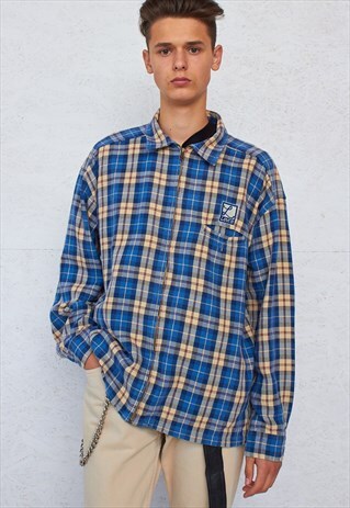 VINTAGE BLUE LEVI'S LONG SLEEVE CHECKERED FLANNEL SHIRT