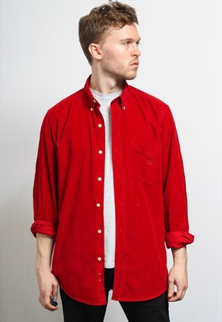 VINTAGE RALPH LAUREN CHAPS CORDUROY CORD SHIRT RED