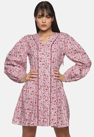 IS.U LONG BALLOON SLEEVE SHORT DRESS