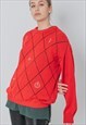 VINTAGE 80S BOXY FIT KNITTED ROUNDNECK JUMPER IN RED