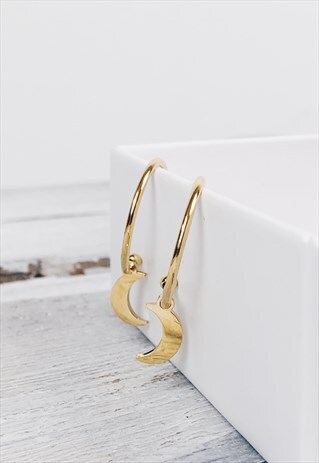HALF MOON HOOP EARRINGS IN GOLD COLOUR STAINLESS STEEL