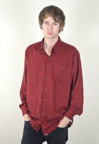 90S VINTAGE DARK RED FLANNEL SHIRT