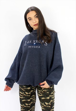 90'S RETRO BLUE STRIPED OVERSIZED SWEATSHIRT