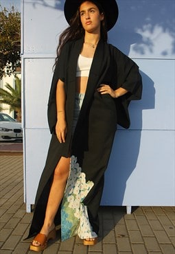 Black Long Kimono Jacket 