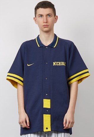 VINTAGE 90'S NIKE MICHIGAN DARK BLUE BASEBALL SHIRT