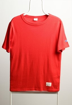 Vintage Champion Logo Crewneck Cotton Red T-shirt Size M