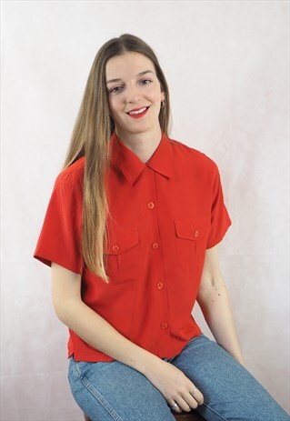 VINTAGE RED CROPPED BLOUSE