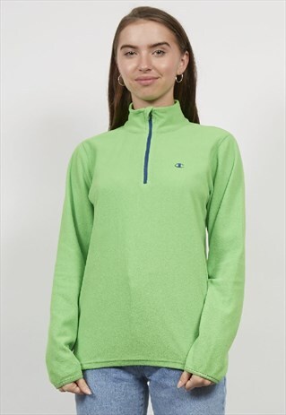 VINTAGE 90'S CHAMPION LIGHTWEIGHT GREEN QUARTER ZIP FLEECE