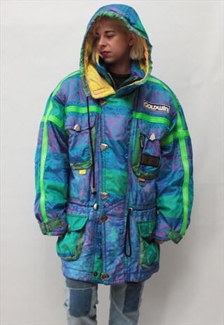 VINTAGE 90' OLDSCHOOL COOL GOLDWIN UNISEX BLUE SKI JACKET