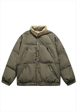 Winter puffer jacket padded utility bomber grunge coat brown