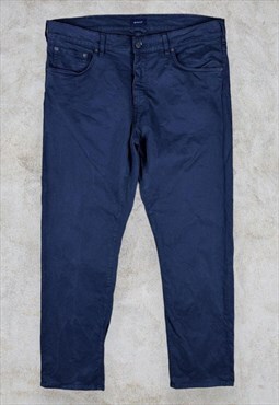 Gant Chino Trousers Navy Blue Regular Men's W36 L32