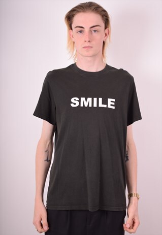 MENS VINTAGE T-SHIRT TOP LARGE BLACK 90S