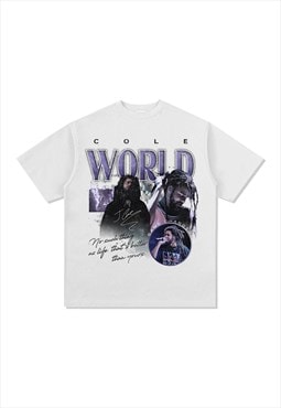 White J.Cole Graphic Cotton Fans T shirt tee