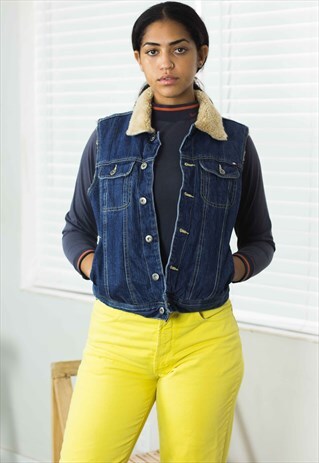 VINTAGE TOMMY HILFIGER DENIM JACKET VEST 90S M 24.3