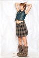 VINTAGE Y2K PLEATED SKIRT IN BROWN SCHOOLGIRL PLAID