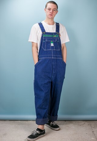 VINTAGE LIBERTY DUNGAREES IN DARK WASH BLUE