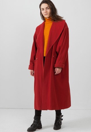VINTAGE RED JOSEPH JANARD LONG COAT