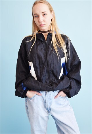VINTAGE 90'S RETRO OVERSIZED ATHLEISURE SHELL BOMBER JACKET