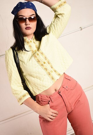 VINTAGE 60S RETRO PARIS CHIC FOLK TRIMMED PADDED JACKET