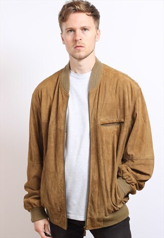 VINTAGE OVERSIZED SUEDE BOMBER JACKET