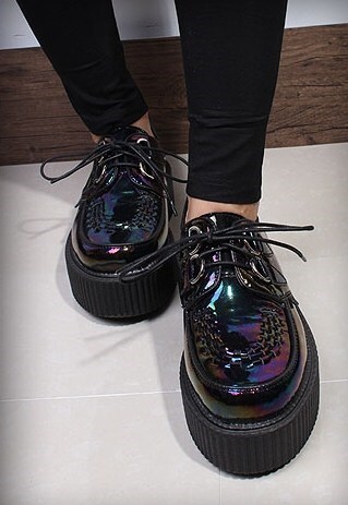 DARK HOLOGRAM LEATHER CREEPERS
