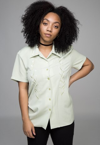 VINTAGE MINT DETAILED BLOUSE