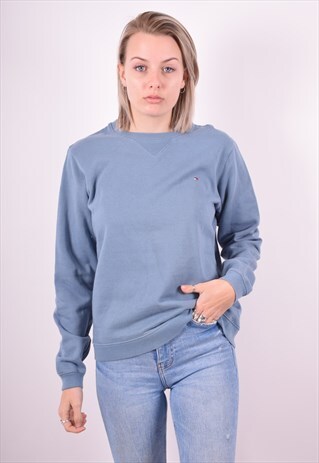 TOMMY HILFIGER WOMENS VINTAGE SWEATSHIRT JUMPER LARGE BLUE 9