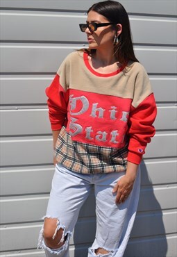 Y2K vintage reworked Champion fleece nova check sweatshirt