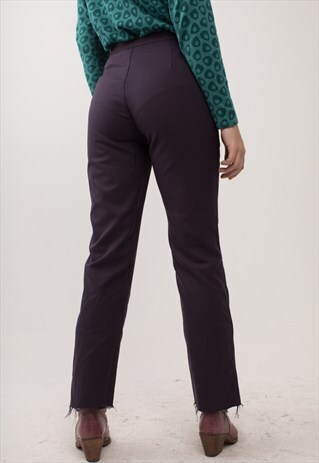 PLUM HIGH WAISTED RIPPED TROUSERS