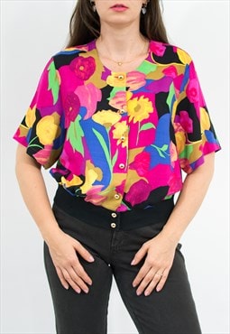 St Michael vintage shirt in rainbow floral pattern
