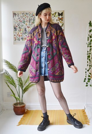 VINTAGE KNITTED COAT LINED