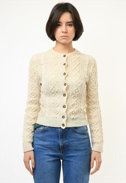 Vintage Cardigan PopCorn Embroidered Knitted Jacket 3900