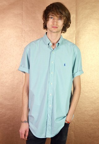90S VINTAGE RALPH LAUREN BLUE CHECKED SHIRT