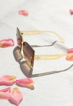 Cream Front Lens Glitter Butterfly Sunglasses