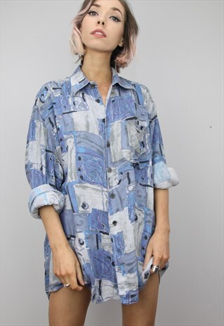 VINTAGE 80S/90S OVERSIZED PATTERNED SHIRT