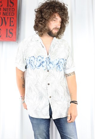 VINTAGE CRAZY PATTERN OVERSIZED SHORT SLEEVED HAWAIIAN SHIRT