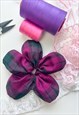 PURPLE TARTAN OVERSIZE FLOWER SCRUNCHIE