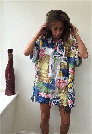 CRAZY PATTERNED OVERSIZED RETRO VINTAGE FESTIVAL SHIRT