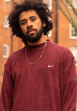 VINTAGE NIKE MOCK NECK SWEATSHIRT IN A BURGUNDY RED
