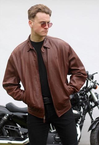 STUNNING RALPH LAUREN LEATHER HARRINGTON JACKET