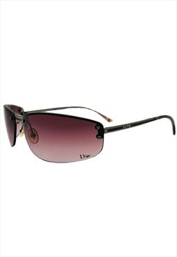 Christian Dior Sunglasses Rimless Wrap Dark Pink Charm Y2K