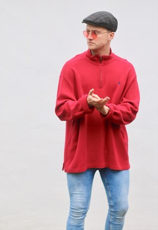 RALPH LAUREN 1/4 ZIP LUST RED SWEATSHIRT