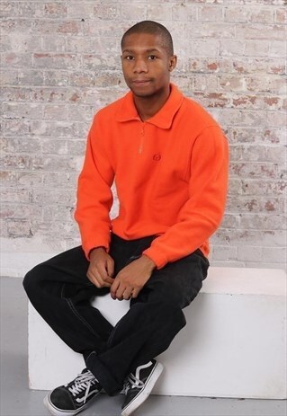 VINTAGE SERGIO TACCHINI LOGO 1/4 ZIP FLEECE ORANGE