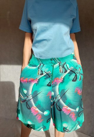 VINTAGE KHAKI CULOTTES, WIDE RETRO SHORTS, HIGH WAIST SHORTS