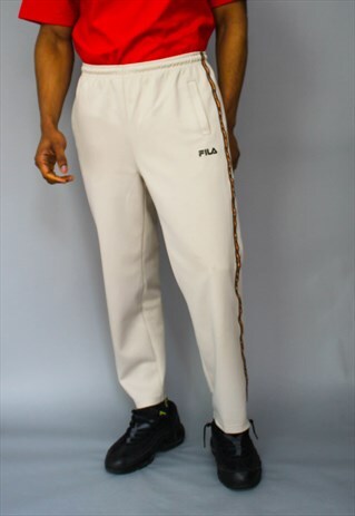 VINTAGE FILA BIEGE TRACK LOGO JOGGING PANTS